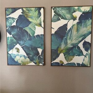 Opalhouse Tropical Palm Framed Wall Canvas, Blue - 2 Piece